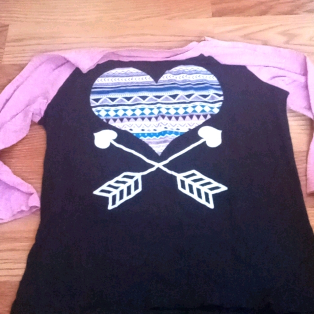 Long sleeve heart imprinted shirt